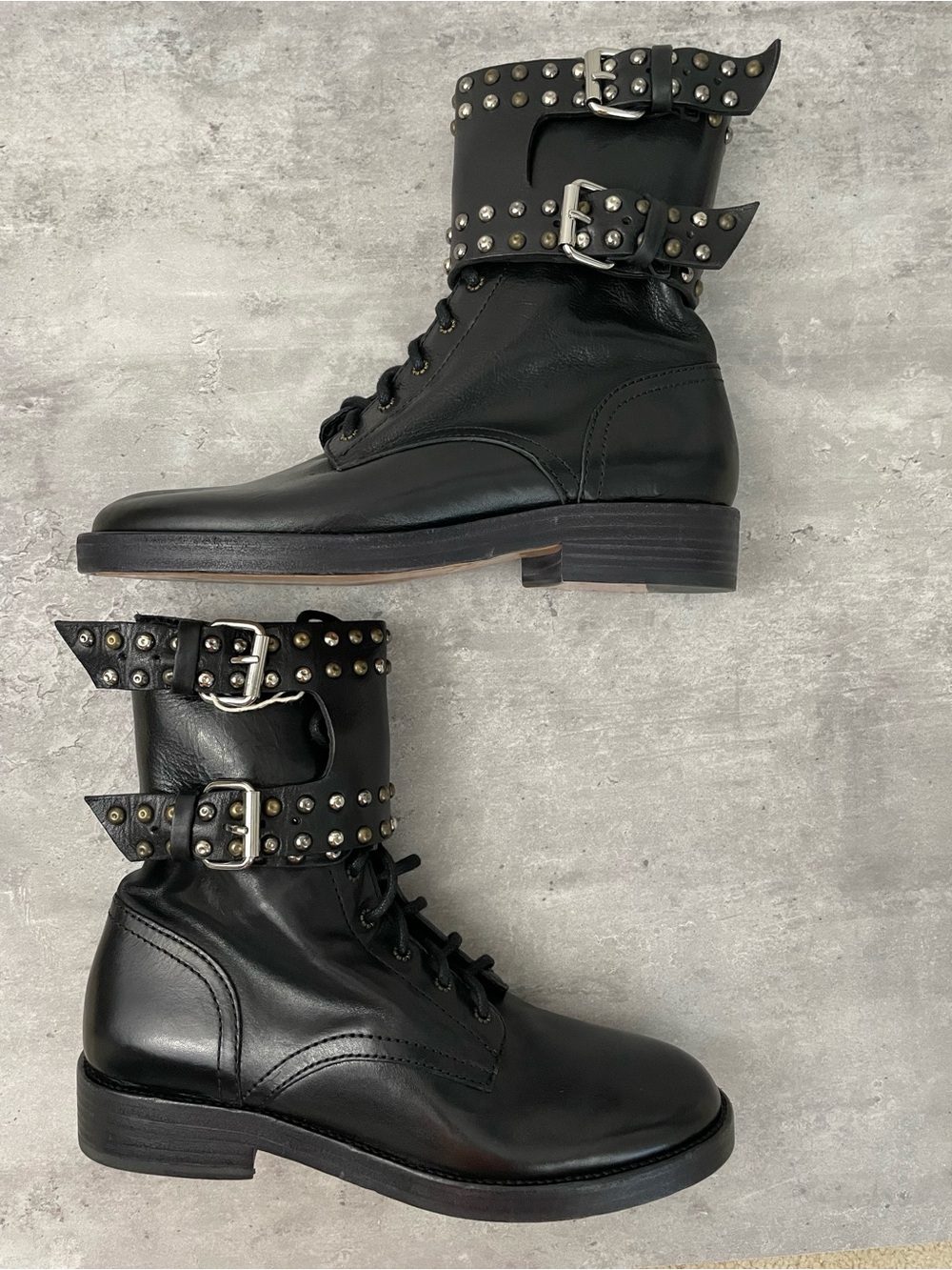 Isabel Marant Etoile Teylon Black Studded Leather Combat Boots US 9 EU 39 NIB - Picture 6 of 16